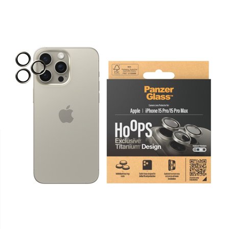 Panzer Hoops Natural Titanium Camera Lens Protector iPhone 15 Pro | Max PanzerGlass - High quality tempered glass screen protector