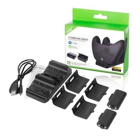 Xbox One Handkontroll Laddare Dubbel Docka med 2 Uppladdningsbara Batteripaket Svart
