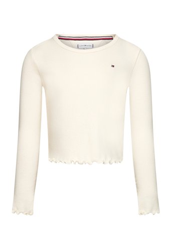 Slub Knit Top Ls Tops T-shirts Long-sleeved T-Skjorte Cream Tommy Hilfiger