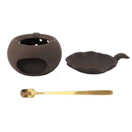 Keramisk te-rostare Löst tebladsvärmare Te-doft Rostningsbakningskruka med rostfritt stålsked