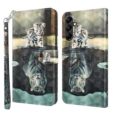 PU læder telefoncover med 3D mønster, stander og pung flip cover til Samsung Galaxy A34 5G