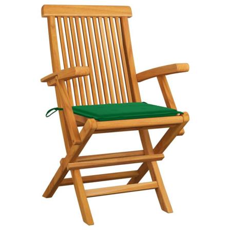 Vidaxl Trädgårdsstolar Med Gröna Dynor 8 St Massiv Teak Grön