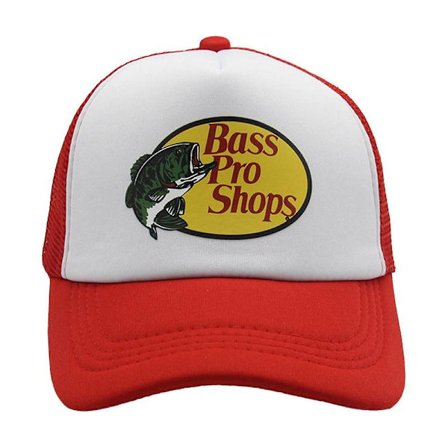 Bass Pro Shop Udendørskasket Truckerkasket med Mesh - Herre og Dame One Size Fits All Snapback-lukning - Perfekt til Jagt & Fiskeri Rød