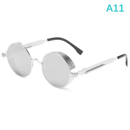 Klassiska gotiska Steampunk Solglasögon Mode Runda Glasögon A2