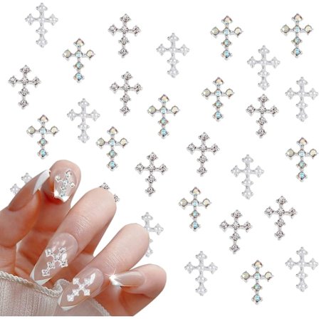 30 kpl Risti Kynsien Taide Koristeet, Hopeinen Helmi Kynsi Timantit, 3D Mini Kynsien Korut Antiikki Tyyli Kynsi