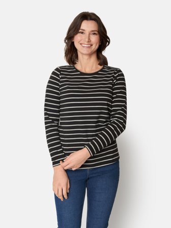JENSEN - Langærmet T-shirt - Sort - Stribet