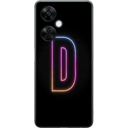 Kompatibelt Mobildeksel til OnePlus OnePlus Nord CE3 Minimalistisk neonbokstav D i fargeskiftende lys mot svart bakgrunn i moderne digital design