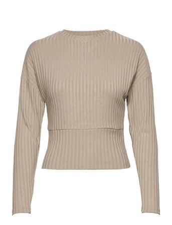Onldina L/S O-Neck Top Jrs Beige ONLY