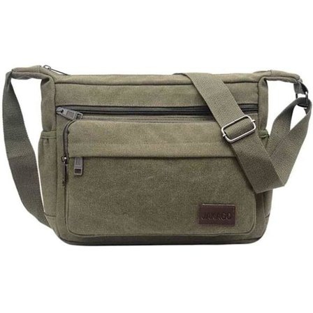 Vanntett Messenger Bag Skulderveske 13 Tommer, Canvas Crossbody Veske med Flere Lommer for Menn, Lett Casual Skulderveske for Utendørs Fiske og 