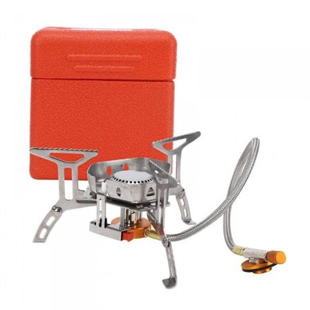 3500W Vindtæt Camping Komfur Camping Gas Komfur med Brændstofdåseadapter, Piezo Tænding, Bærepose, Bærbar Sammenklappelig Komfurbrænder til Udendørs