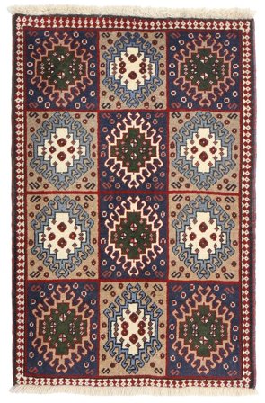 64X96 Tapis Yalameh D'orient Rose Foncé/Rouge (Laine, Perse) Carpetvista