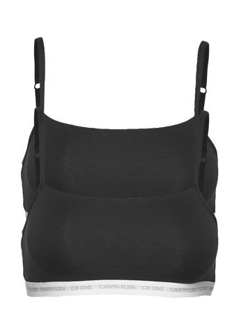Unlined Bralette 2Pk Lingerie Bras & Tops Soft Bras Tank Top Bras Musta Calvin Klein