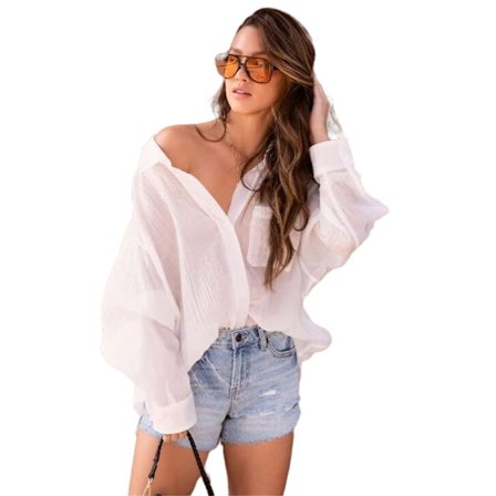 Strandskjorta med V-ringad bikiniblus för kvinnor