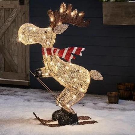 Udendørs julefigur LED Skiløb Elg Havedekoration Ornament 30cm