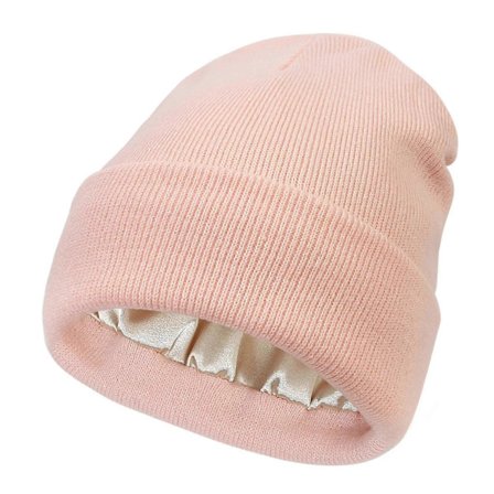 Unisex satengforet antistatisk beanie-lue for kvinner vinter silke fôr slouchy varm brettet skullies utendørs lue