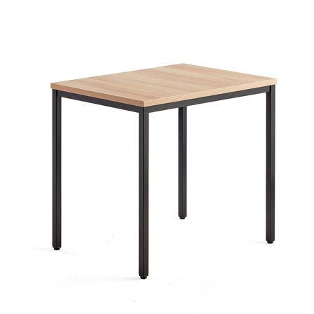 Side desk QBUS, 800x600 mm, 4-leg frame, black frame, oak