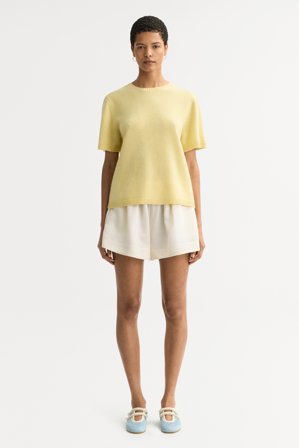 Soft Goat - Oversized t-shirt - Women cashmere sweater - S - Honeydew yellow