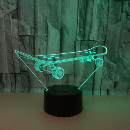 3D optisk illusjon skateboard sensor nattlys med berøringsfjernkontroll 16 farger dimbar (Stil 11)