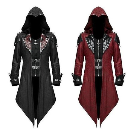 2023 Uusi keskiaikainen Assassin-peli Assassins Creed Cosplay-asu Edward Streetwear Huppari Ulkovaatteet Halloween-juhlavaatteet Red-WELLNGS