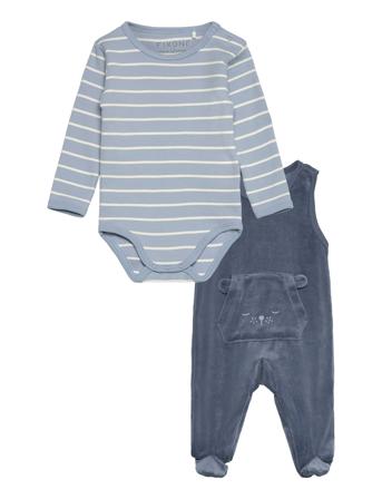 Body Ls W.velour Romper Blue Fixoni