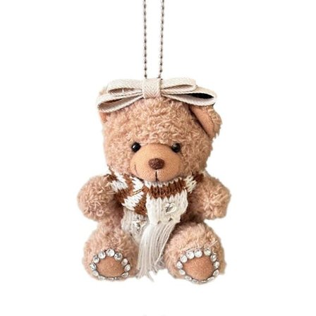Farverig Furry Bjørn Nøglering Bedårende Legetøjsbjørn Vedhæng Udstoppede Dyr Nøgleringe Taske Telefon Nøgler Vedhæng til Par[YJD]