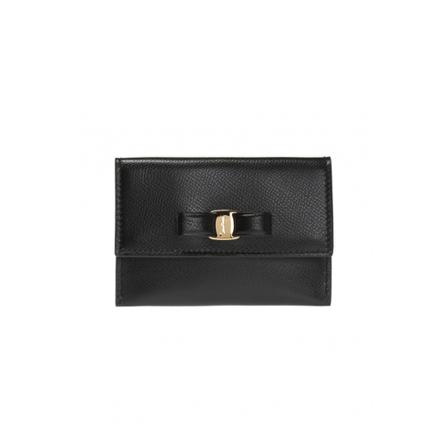Salvatore Ferragamo Card case with embroidered logo , Zwart , Dames , Maat: ONE Size Portefeuilles
