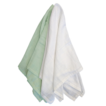 Summerville Organic Babyteppe i musselin, Soft Mint/White, 2 stk.
