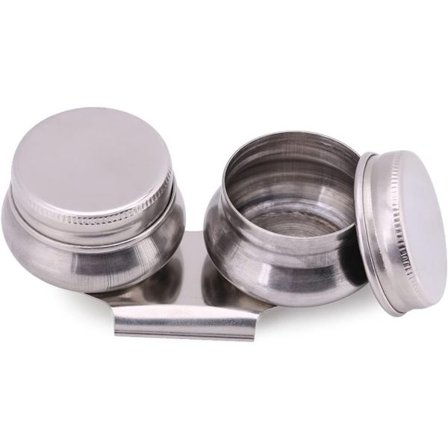 Olie maling blandekop i rustfrit stål med låg og clips - Bred mund dobbeltkop til akryl- eller oliemaling - Bærbar sølvbeholder