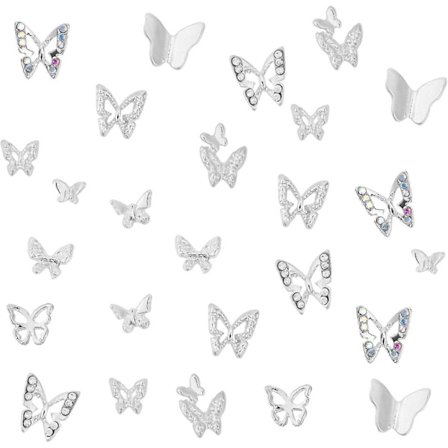 50 st Fjärilsberlocker för Naglar, 3D Legering Fjäril Nagelkonst Berlocker Glänsande Naglar (FMY)