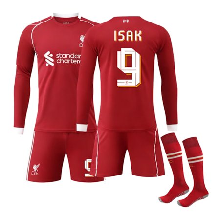 Liverpool Isak #9 2025/2026 Erikoisversio Pitkähihainen Lasten Jalkapallopaita/Shortsit/Sukat Setti Nuorten Lasten Koot