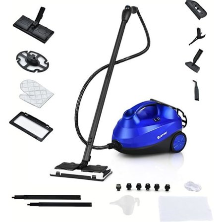 Multifunktionel Damprenser 2000W COSTWAY Bedbugs - 1,5L Tank, 19 Tilbehør, 4,0 Bar - LED Indikator - 108°C - Støvmider Blå