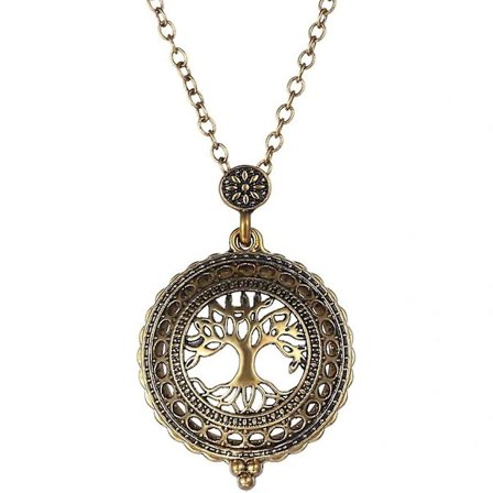 Förstoringsglashalsband, bronsfärgat hänge med utdragbart 5x förstoringsglas