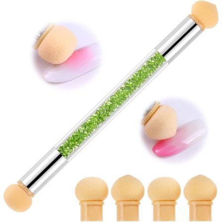 (Grønn) Nail Art Svampbørste, Dobbeltsidig Svampbørste med 4 R