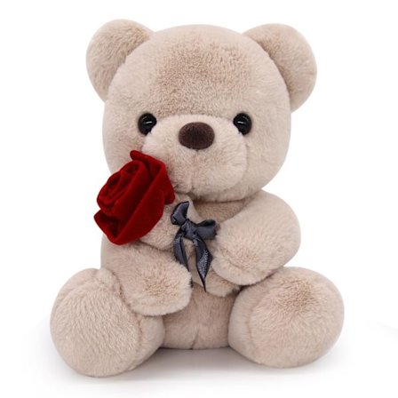 Nallekarhu pehmolelu ruusulla, söpö ystävänpäivän pehmonallekarhu nukkelelu, ystävänpäivälahja tyttöystävälle lapsille pojille tytöille (ruskea karhu)