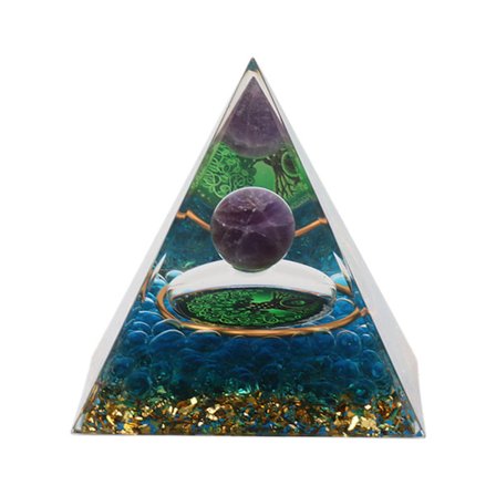 Krystal Pyramide 6CM Epoxy Positiv Energi Generator Pyramide til Stresslindring Healing Meditation Tiltrækker Velstand Heldig Rumdekoration