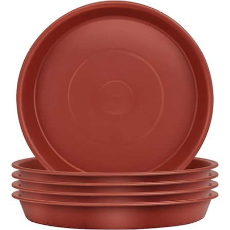 Sett med 5 (brun) blomsterpotteskål 25 cm rund skål plast blomsterpotteunderlag plantepotte - for innendørs og utendørs