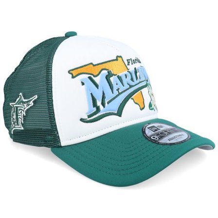New Era - MLB Grön trucker Keps - Miami Marlins State Flower White/Green A-Frame Trucker @ Hatstore