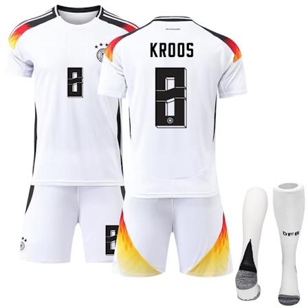 2024 UEFA EM Kroos Lasten Jalkapallopaita Saksa Koti Ei.8 Koti Valkoinen Koti Valkoinen Home White 22