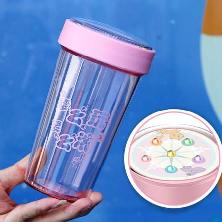Vattendricksflaska för barn Söt för barn Roligt dekompressionsplast praktiskt bärbar utomhussport Pink 500ML