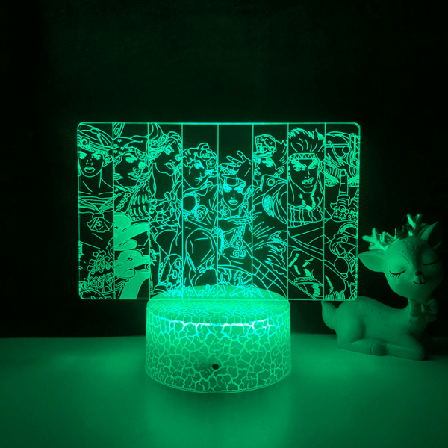3D Illusion Lamp Anime JoJo's Bizarre Adventure Nattlampa med fjärrkontroll för sovrumsdekoration - Mönster B (Crack Seat)