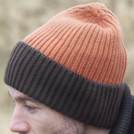 Frencis Braun & Orangenfarbenes Montagna Beanie für Männer - Beanie Mützen