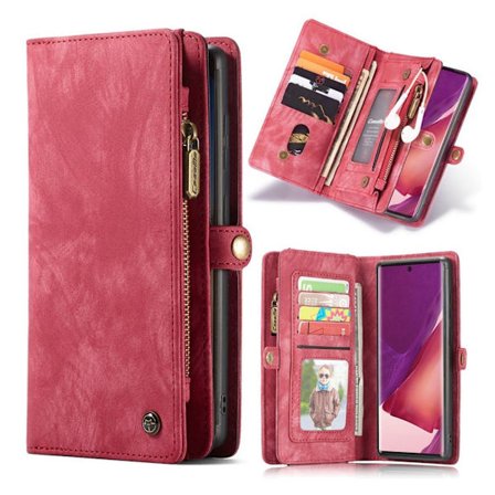 Zipper läder Samsung Galaxy S21 Ultra 5G fodral med plånbok - Röd