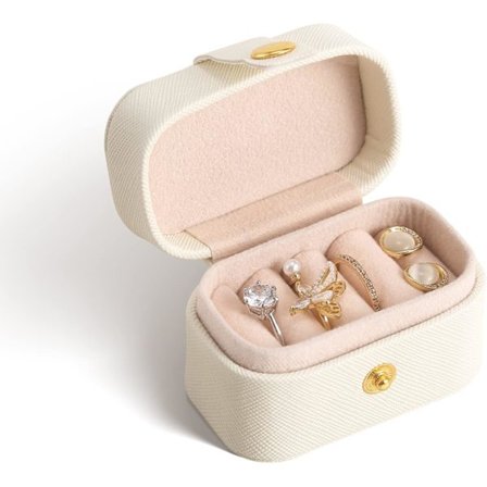 Kannettava Mini Korurasia Matkoille - Valkoinen Pieni Säilytyskotelo Sormuksille & Korvakoruille, Ihanteellinen valinta Naisille