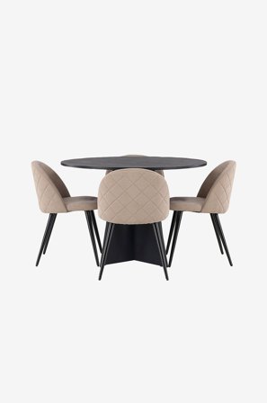 Venture Home - Matgrupp Bootcut med 4st matstolar Velvet - Svart - Matgrupp 4 personer - Från Homeroom