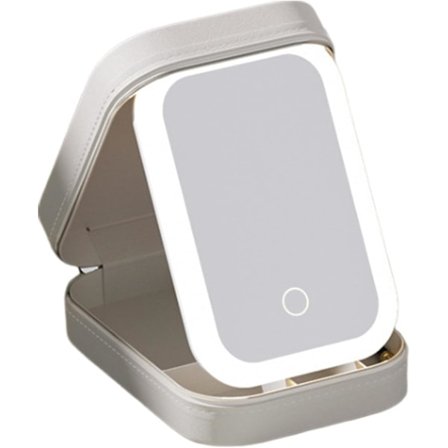 Sminkespejl taske med belysning, kosmetisk opbevaringstaske med LED-spejl | Bærbar sminketaske - 3 farver med lys sminketaske, rejsetaske til makeup 