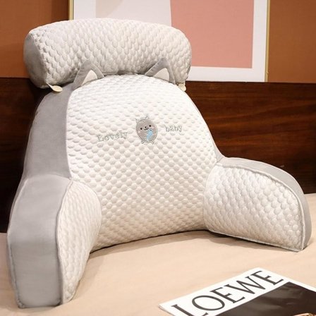 Ryglæn til seng - Læsepude - Sengestolspude med armlæn - Perfekt til at sidde i sengen, arbejde på bærbar computer, se tv (60*40CM)