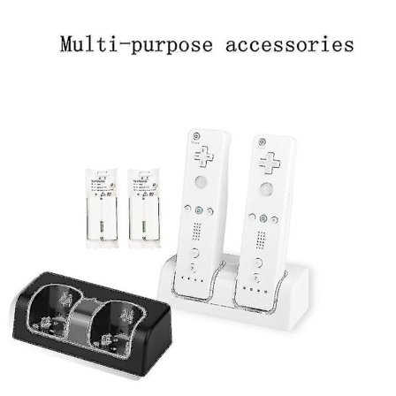 Dubbel laddningsstation 2x 2800mah uppladdningsbart batteri för Wii-fjärrkontroll