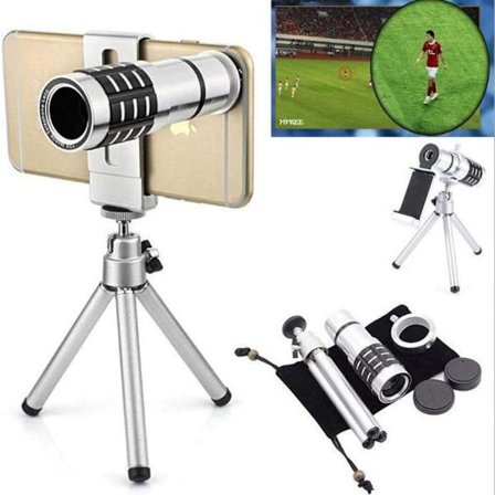 2025 Seneste Model Monokular, 12X Mobiltelefon Teleskop Telefotolinse Universal Mobiltelefon Zoomlinse Metal Ekstern Linse