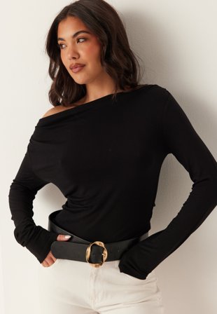 BUBBLEROOM - Waterfall LS Top - Black