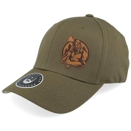 Bearded Man - Green flexfit Czapka Z Daszkiem - Lumber Jack Logo Wooly Combed Olive Flexfit @ Hatstore